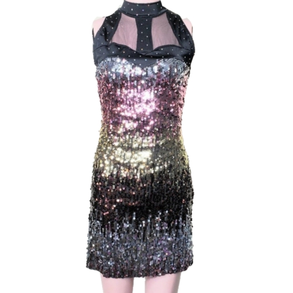 Sequin Mini Dress | Backless Halter Rose Gold | Small - Picture 6 of 14